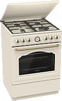 Плита комбинированная Gorenje GKS6C71CLI (Classico / Бежевая / духовка - 71 л / 4 газовые конфорки / WOK / Чугун. решетки / металл. крышка /газ-контр)