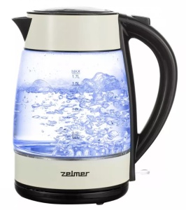 Чайник Zelmer ZCK8011I (2200Вт / 1,7л / стекло/бежевый) чайник zelmer zck7921g 2200вт 1 7л металл зеленый