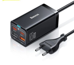 Сетевое зарядное устройство Baseus GaN 3 Pro (2C+2U 65W) + кабель, черное usb кабель hoco x14 type c 3a