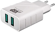 Сетевое зарядное устройство Borasco, (2*USB/2,4A), Белое