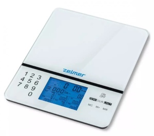 Весы кухонные Zelmer ZKS1500N (электронные/ платформа/ предел 5 кг/ точность 1 г/ тарокомпенсация, память)