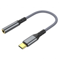 Адаптер-переходник премиум KS-is USB-C в AUX (KS-392P) USB-C папа/Jack3.5 мама, серебристый, длина - 0.12 метров Серебристый