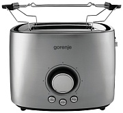 Тостер Gorenje T1000E (1000 Вт/ тостов - 2/ подогрев, размораживание, решетка для подогрева булочек, поддон для крошек/ металл)