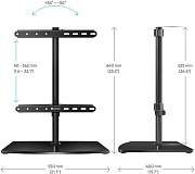 Подставка для ТВ ONKRON PT3 чёрный, для 32"-75", поворот 54°,нагрузка до 40 кг,штанга 62 см,вертикальное перемещение 4-56,2 см, основание 50*40*0,1 см