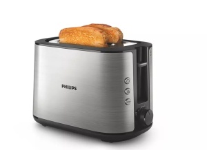 Тостер Philips HD2650/90 (950 Вт/ тостов - 2/ подогрев, размораживание, решетка для подогрева булочек, поддон для крошек/ серебристый) тостер braun ht1510bk 900 вт тостов 2 подогрев размораживание решетка для подогрева булочек поддон для крошек серебристый