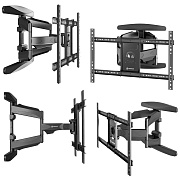 Кронштейн для ТВ ONKRON M6L-B чёрный, для 40"-75", наклон 8°, поворот 140°, нагрузка до 45,5 кг, расстояние до стены 54-500 мм