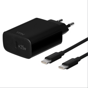цена Сетевое зарядное устройство TFN WC34 (USB Type-C/ 3A/ 25W/ с кабелем/ черное)