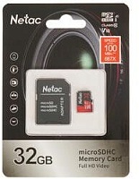 Память micro Secure Digital Card  32Gb class10 Netac Extreme Pro / c адаптером SD A1,V10,UHS-I Class1(U1) /NT02P500PRO-032G-R/