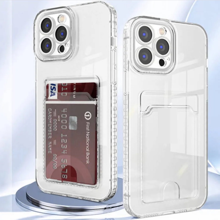 Чехол-накладка Card case для Apple iPhone 13 с карманом для карты, прозрачный