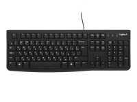 Клавиатура Logitech K120 (USB,waterproof, low profile) OEM 920-002522, русские буквы белые, 1.5м., черная. Черный матовый