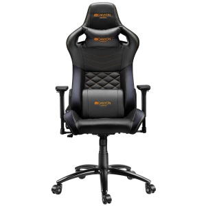 Игровое кресло CANYON Nightfall GС-7 Чёрно-оранжевое, газлифт 4 класса, макс. вес - до 150 кг газлифт для кресла руководителя хром