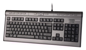 Клавиатура A4Tech Fstyler KLS-7MUU, USB, 1.5м., серебристый/черный, + USB порт и 3.5мм для гарнитуры. соединитель проводной gs7952 2 1х5 5 мм мама 150 мм 5 шт