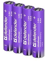 Батарейки BL4 Defender UltraPower алкалиновая LR03-4BL AAA, BL4 (цена за 4 шт.)