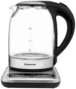 Чайник Brayer BR1003 (2200Вт / 1,7л / стекло / контроль температуры) чайник для кипячения воды gipfel 8637 2 5 л