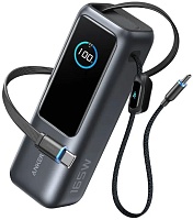 Портативная батарея Anker, (USB/Type-C/165W/PD/QC/LED индикатор + 2 кабеля Type-C) 25000мАч, Серебристая (A1695H41)
