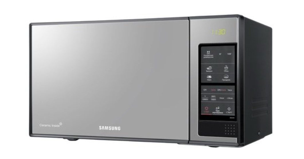 Микроволновая печь Samsung GE83X-P (23 л, 800 Вт, сенсор, гриль, дисплей, серебристый/черный)