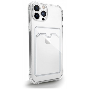 чехол накладка card case для apple iphone 13 pro max с карманом для карты прозрачный Чехол-накладка Card case для Apple iPhone 13 Pro с карманом для карты, прозрачный