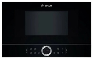Микроволновая печь встраиваемая Bosch BFR634GB1 (Serie8 / черный / 21л / ширина - 59,4 см / 900Вт / AutoPilot7 / правое открывание) микроволновая печь встраиваемая bosch bfl554mw0 serie6 белый 25л ширина 59 4 см 900вт autopilot7