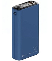 Портативная батарея OLMIO QS-30 (18W PD/ Quick Charge) 30000мАч, синяя, soft-touch