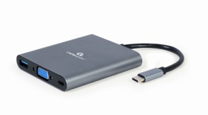 Док-станция Cablexpert (A-CM-COMBO6-01) USB Type-C (HUB USB 3.1, HDMI, VGA, PD, Card Reader, 3.5 mm) space grey переходник usb type c в hdmi vconn