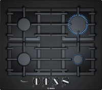 Поверхность газовая Bosch PPP6A6B90 (Serie6 / чёрный / закаленное стекло / чугун / FlameSelect) панели конфорок – черный