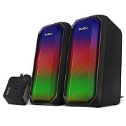 Колонки 2.0 SVEN 435 / 10W / USB-питание / RGB подсветка / Чёрный / корпус - пластик