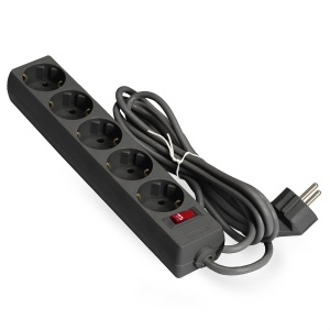 Сетевой фильтр ExeGate SP-5-USB-1.8B (5 евророзеток с заземлением, 2 USB-A 2A, 1.8м, защита от перегрузки, выключатель с подсветкой, черный) шнур сетевой с заземлением 16 a 1 5 м цвет чёрный