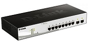 Коммутатор D-Link DGS-1210-10P, 8x 1000BASE-T, 2x SFP, управляемый L2, PoE 8 портов 65 Вт