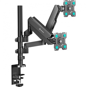 Крепление для двух мониторов ONKRON G140 чёрный, для 13-32, наклон 55°, поворот 180°, нагрузка до 16 кг, расстояние до стола 0-534 мм крепление для двух мониторов onkron d221e чёрный для 13 32 наклон 45° поворот 180° нагрузка до 16 кг расстояние до стола 0 381 мм