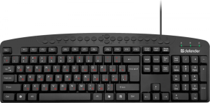 Клавиатура проводная Defender ATLAS HB-450 USB, русские буквы красные, 1.5м., черный [45450]