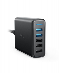 Сетевое зарядное устройство Anker PowerPort Speed 5 Ports A2054 (5 USB/3A/63W/быстрая зарядка QC 3.0/черное)