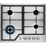 Поверхность газовая Electrolux CGS6436BX (Slimline 600 / Нерж. сталь /чугун. решетки / 4 конфорки (1,9/1,0/1,9/WOK4,0 кВт) /газконтроль/электроподжиг)