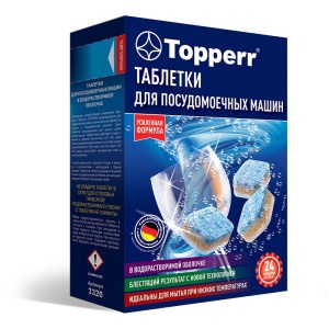 Таблетки для посудомоечных машин в водорастворимой оболочке Topperr 3320 24 шт ополаскиватель topperr 3301