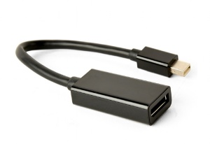 Переходник miniDisplayport - Displayport GEMBIRD (A-mDPM-DPF4K-01), вилка-розетка, DisplayPort v.1.2, длина - 0.15 метра кабель minidisplayport dvi gembird cc mdpm dvim 6 вилка вилка длина 1 8 метра
