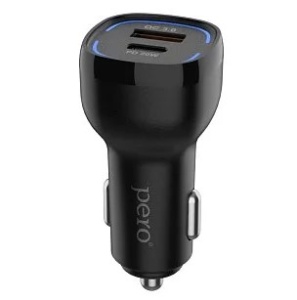 Автомобильное зарядное устройство PERO AC05 (USB-A QC3.0 + USB-C PD, 38W), черное цена и фото