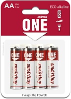 Батарейки BL4 Smartbuy ONE LR6/4B (48/480) (SOBA-2A04B-Eco) алкалиновая  BL4 (цена за 4 шт.)