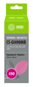 цена Чернила Cactus CS-GI490MB GI-490 пурпурный 100мл для Canon Pixma G1400/G2400/G3400