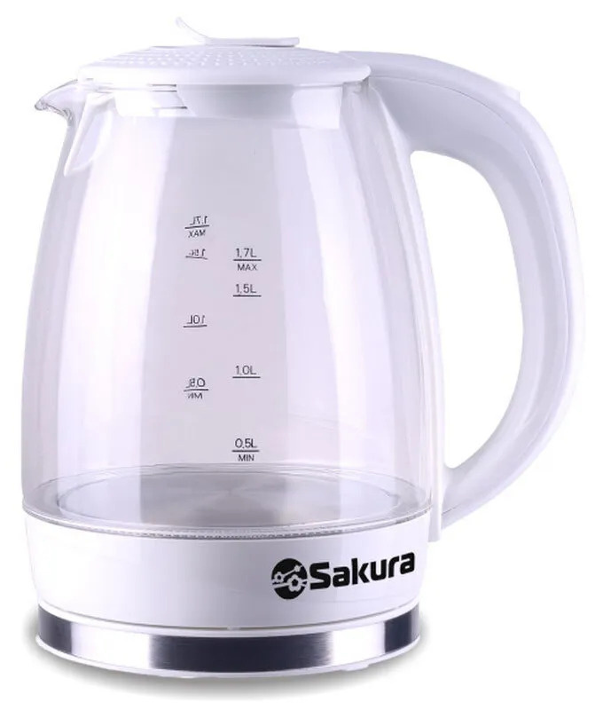 Чайник Sakura SA-2717W (2200 Вт / 1,7 л / стекло / белый)
