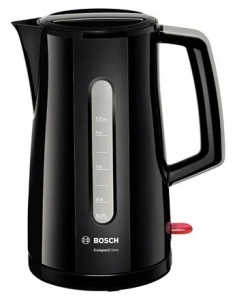 Чайник Bosch TWK3A013 (2400Вт / 1,7л / пластик / черный) чайник bosch twk3a011 2400вт 1 7л пластик белый