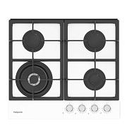 Поверхность газовая Hotpoint HGS 62F/WH (Белое стекло /чугун. решетки /4 конфорки(1,75/1,0/1,75/5 кВт) /WOK/ Flame Control / газконтр. / электропод.)