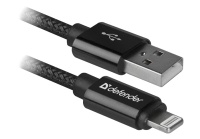 Кабель Defender ACH01-03T PRO Lightning - USB, плетеный, 1 метр, черный