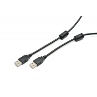 Кабель USB 2.0 Type-A - USB 2.0 Type-A KS-is (KS-587B-2) с ферритовыми фильтрами, вилка-вилка, скорость передачи до 480 Мбит/с, длина - 2,0 метра Чёрный