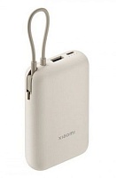Портативная батарея Xiaomi Power Bank 10000mAh, встроенный кабель, бежевый (BHR9072GL)