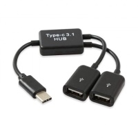 Переходник OTG USB Type-C - 2xUSB 2.0 KS-is (KS-813), вилка - розетка, cкорость передачи: до 480 Мб/сек 