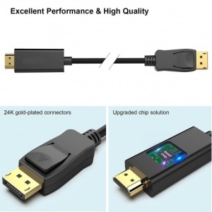 Кабель Displayport - HDMI KS-is (KS-744-1.8), 4K, вилка-вилка, длина - 1,8 метра кабель displayport hdmi ks is ks 516 10 вилка вилка длина 10 метров