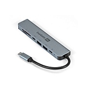Док-станция/Сетевой адаптер 7-в-1 ExeGate DUB-21C/PD/CR/H (кабель-адаптер USB Type-C --> 2xUSB3.0 + Card Reader + PD 100W + HDMI 4K@60Hz   Док-станция/Сетевой адаптер 7-в-1 ExeGate DUB-21C/PD/CR/H (кабель-адаптер USB Type-C --> 2xUSB3.0 + Card Reader + PD 100W + HDMI 4K@60Hz