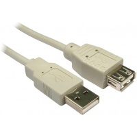 Удлинитель USB 2.0 AM - USB 2.0 AF KS-is (KS-455-3), вилка-розетка, скорость передачи до 480 Мбит/с, длина - 3 метра Бежевый