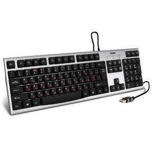 Клавиатура SVEN KB-S300 USB, русские буквы красные, 1.5м., серый
