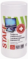 Салфетки АНТИБАКТЕРИАЛЬНЫЕ универсальные, STAFF "EVERYDAY", 10x12 см, 100 шт., 513478