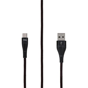 цена Кабель TFN FORZA micro-USB - USB, плетеный, 3A, 1 метр, черный (TFN-CFZMICUSB1MBK)